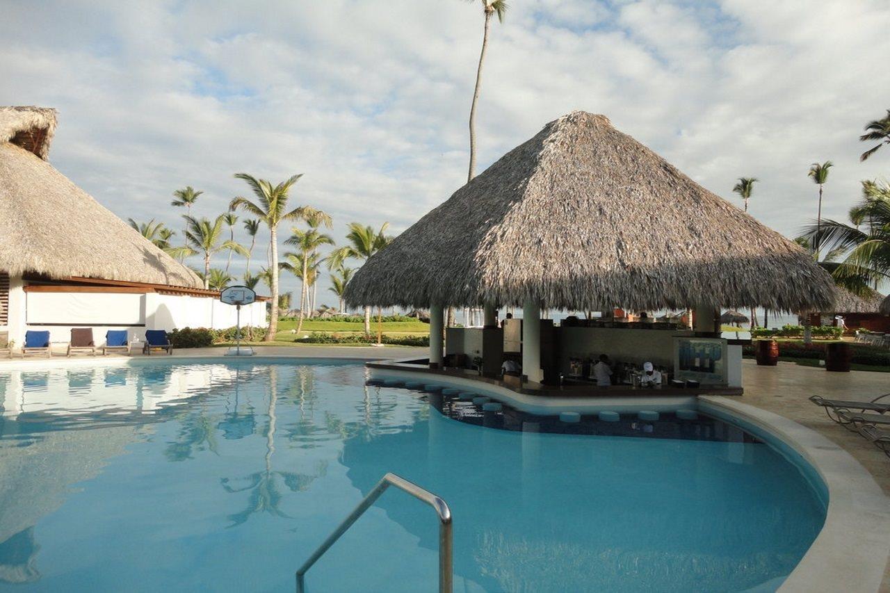 ブレスレス プンタ カーナ リゾート ＆ スパ 大人専用 プンタ・カナ エクステリア 写真 A swim-up bar at a resort in Punta Cana, Dominican Republic